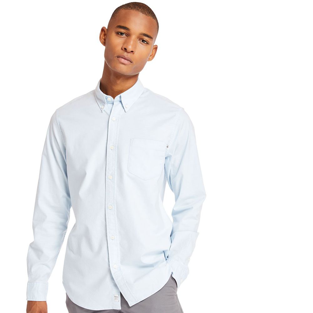 Timberland Mens Shirts Long Sleeve Stretch Oxford - White - India HN2069851